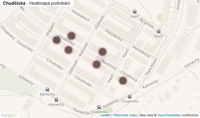 Mapa Chudčická - Firmy v ulici.