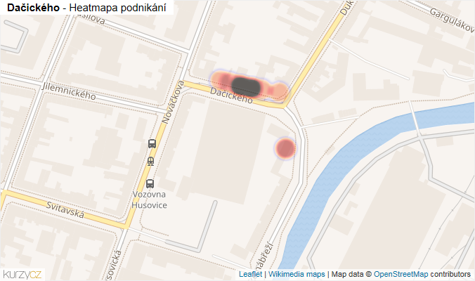 Mapa Dačického - Firmy v ulici.