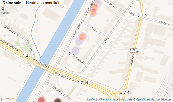 Mapa Dolnopolní - Firmy v ulici.