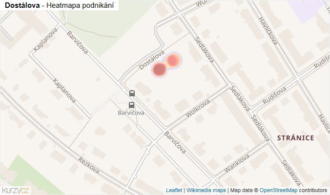 Mapa Dostálova - Firmy v ulici.
