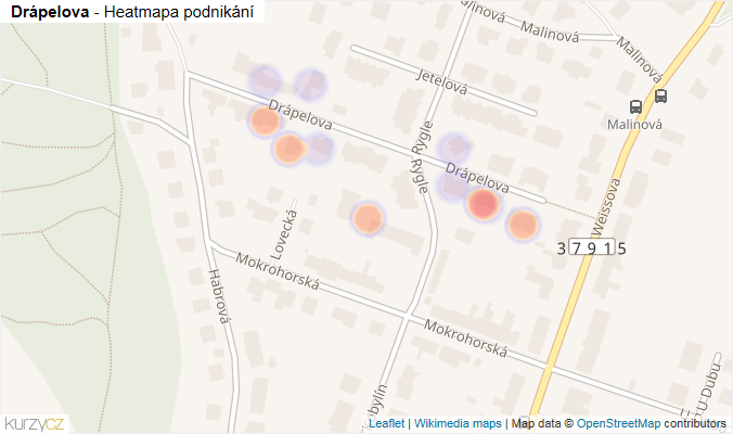 Mapa Drápelova - Firmy v ulici.