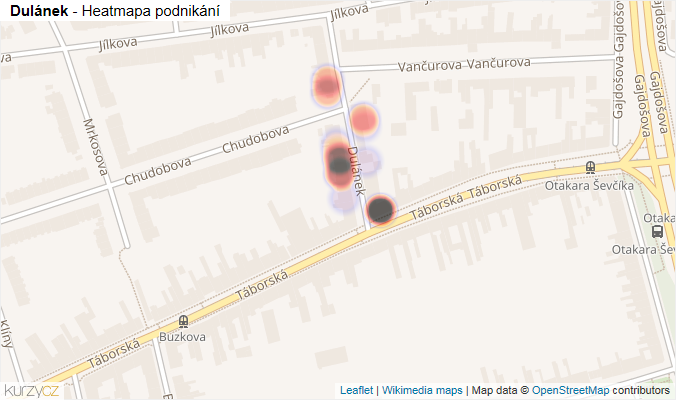 Mapa Dulánek - Firmy v ulici.