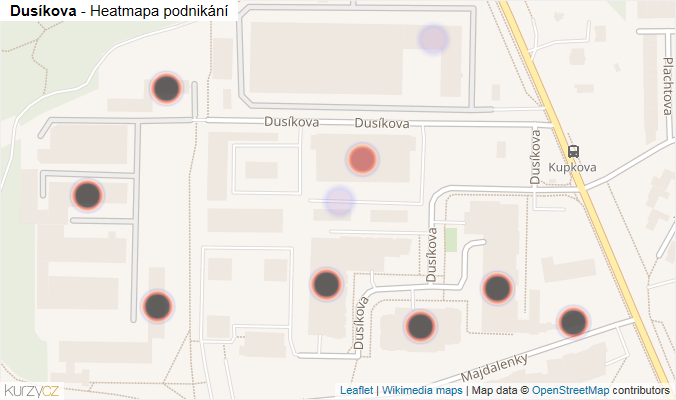 Mapa Dusíkova - Firmy v ulici.