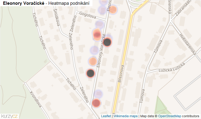 Mapa Eleonory Voračické - Firmy v ulici.