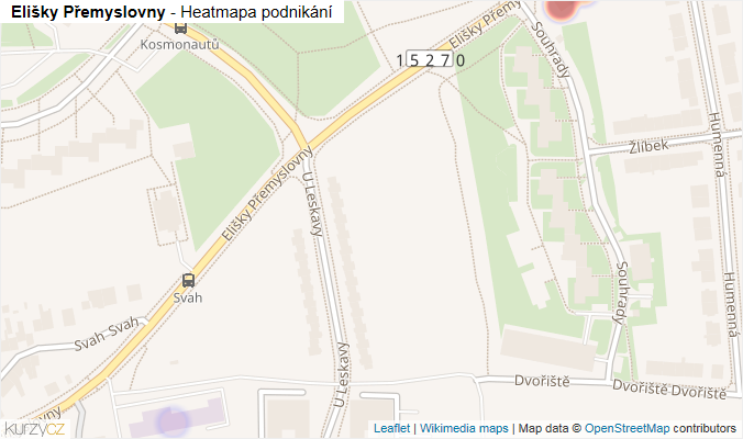 Mapa Elišky Přemyslovny - Firmy v ulici.