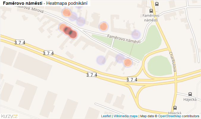 Mapa Faměrovo náměstí - Firmy v ulici.