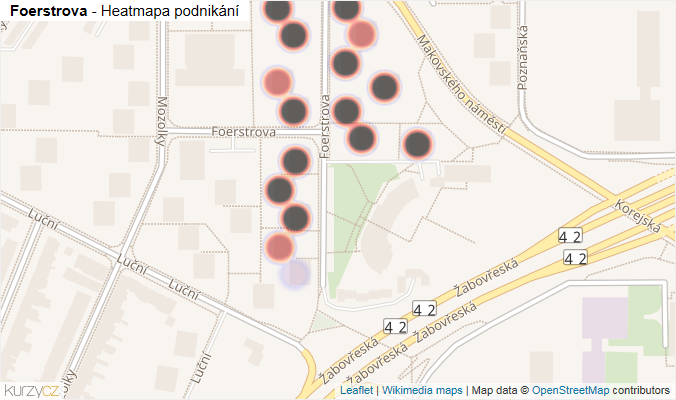 Mapa Foerstrova - Firmy v ulici.