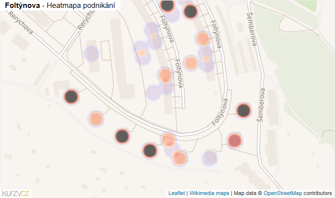 Mapa Foltýnova - Firmy v ulici.