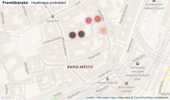 Mapa Františkánská - Firmy v ulici.