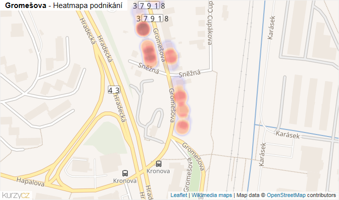 Mapa Gromešova - Firmy v ulici.