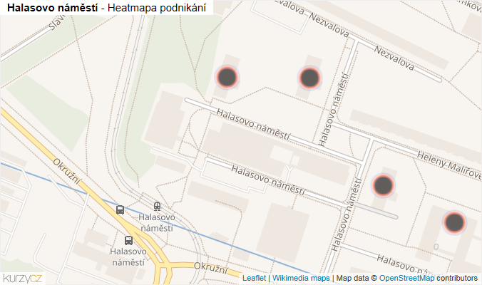 Mapa Halasovo náměstí - Firmy v ulici.