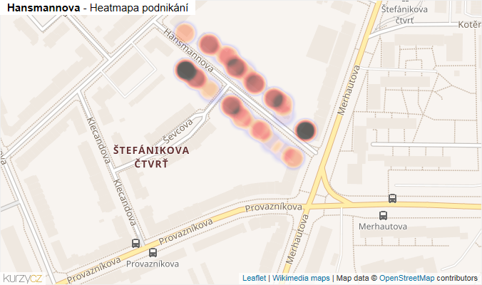 Mapa Hansmannova - Firmy v ulici.