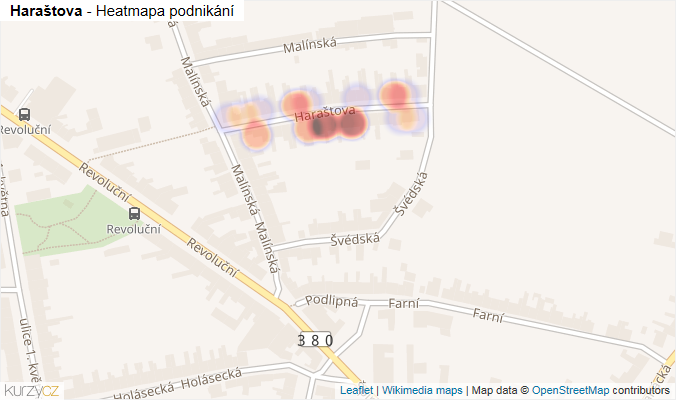 Mapa Haraštova - Firmy v ulici.