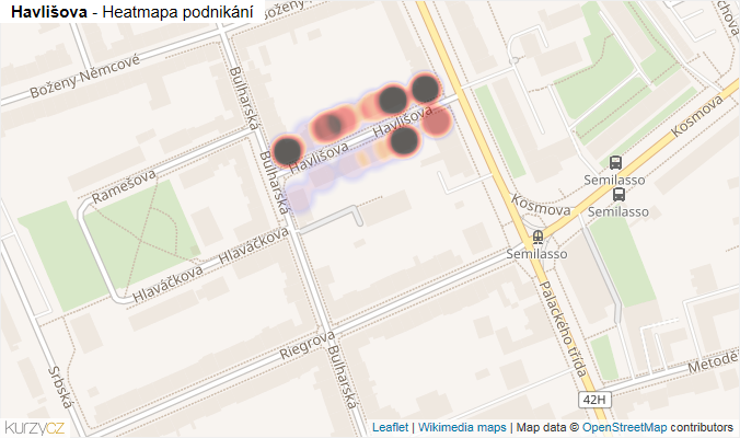 Mapa Havlišova - Firmy v ulici.