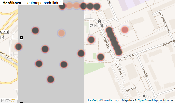 Mapa Herčíkova - Firmy v ulici.