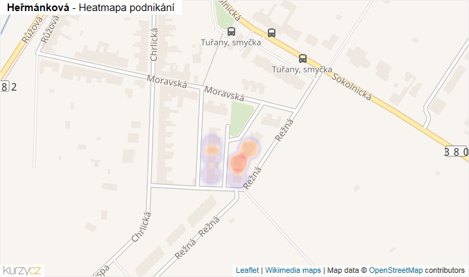 Mapa Heřmánková - Firmy v ulici.