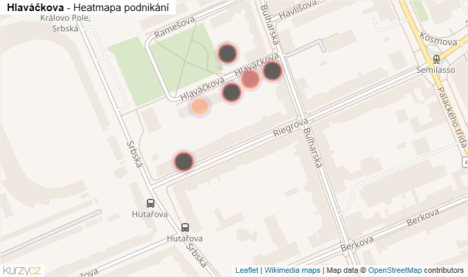 Mapa Hlaváčkova - Firmy v ulici.