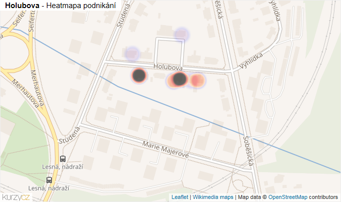 Mapa Holubova - Firmy v ulici.