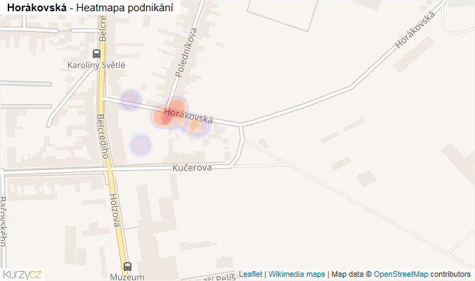 Mapa Horákovská - Firmy v ulici.
