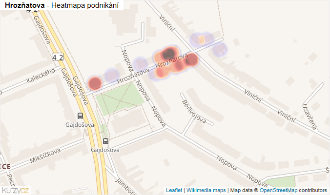 Mapa Hrozňatova - Firmy v ulici.