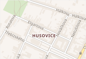 Husovice v obci Brno - mapa části obce