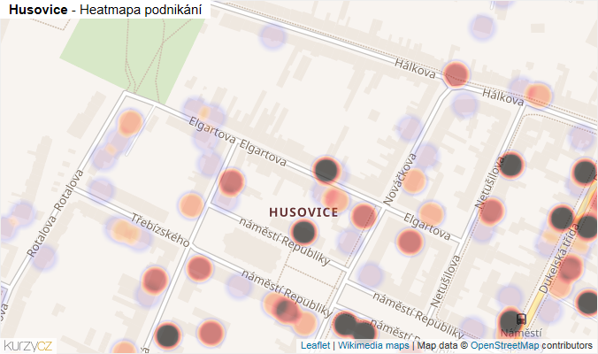 Mapa Husovice - Firmy v části obce.