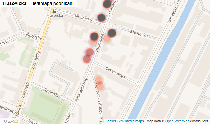 Mapa Husovická - Firmy v ulici.