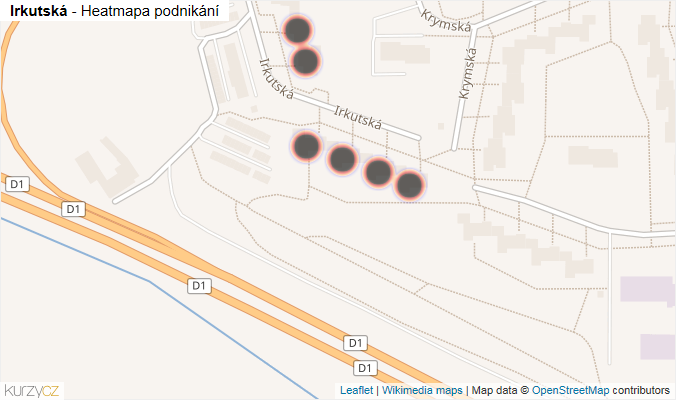 Mapa Irkutská - Firmy v ulici.