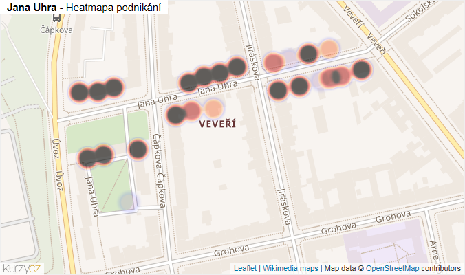 Mapa Jana Uhra - Firmy v ulici.