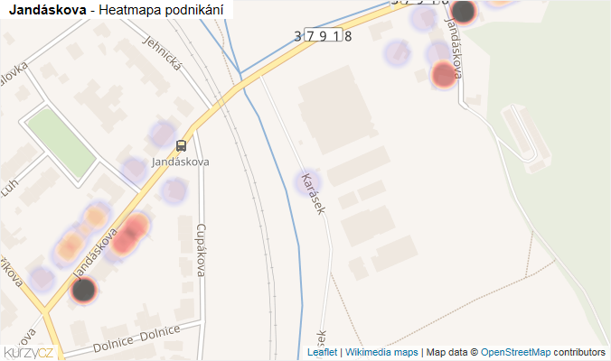 Mapa Jandáskova - Firmy v ulici.