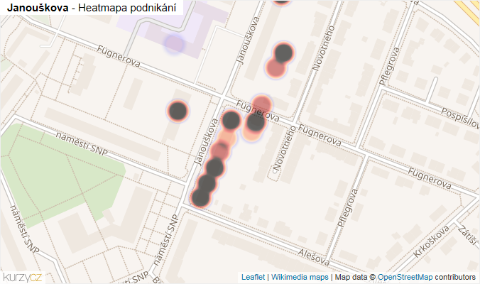 Mapa Janouškova - Firmy v ulici.