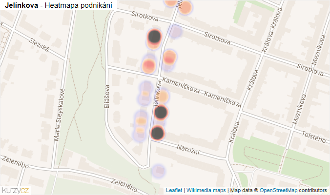 Mapa Jelínkova - Firmy v ulici.