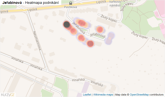 Mapa Jeřabinová - Firmy v ulici.