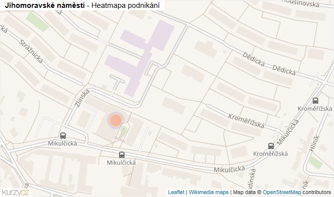 Mapa Jihomoravské náměstí - Firmy v ulici.