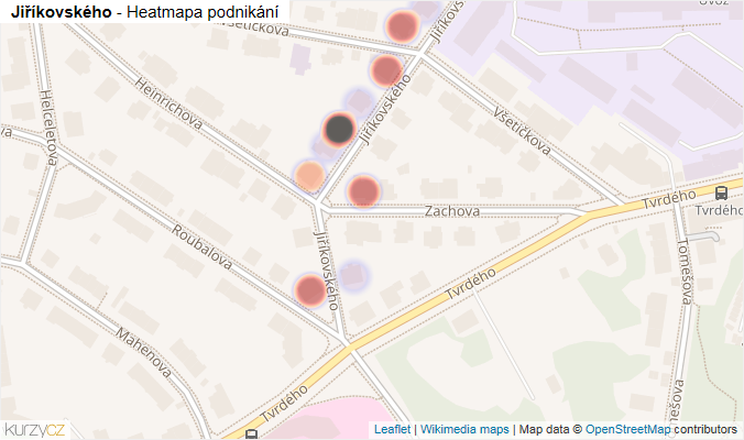 Mapa Jiříkovského - Firmy v ulici.