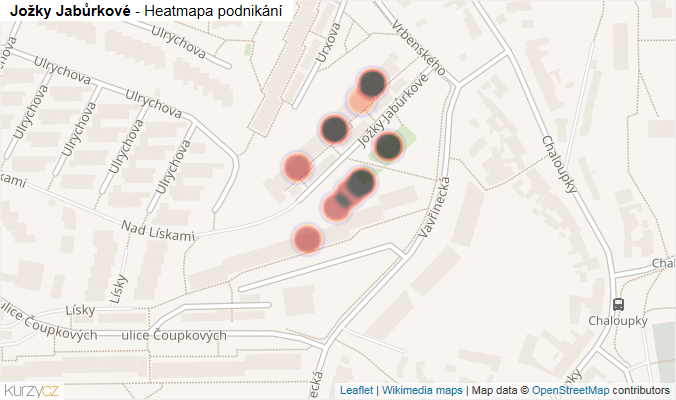 Mapa Jožky Jabůrkové - Firmy v ulici.