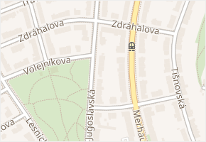 Jugoslávská v obci Brno - mapa ulice