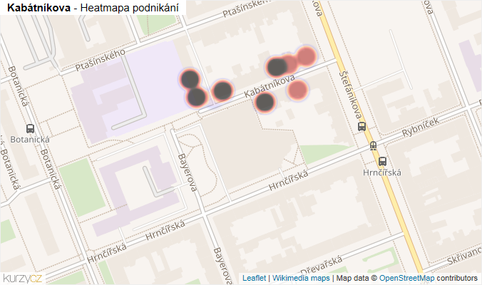 Mapa Kabátníkova - Firmy v ulici.