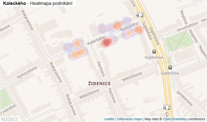 Mapa Kaleckého - Firmy v ulici.