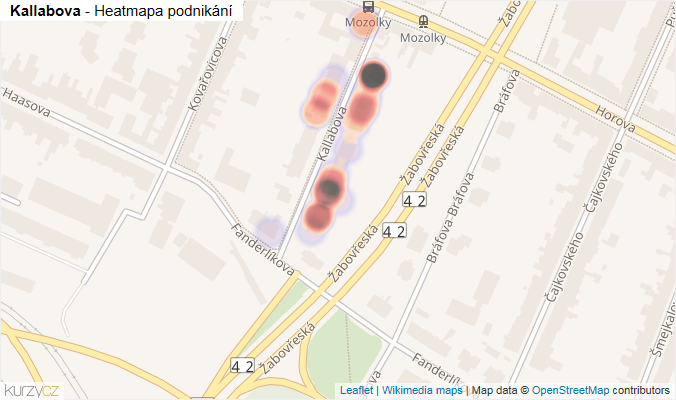 Mapa Kallabova - Firmy v ulici.