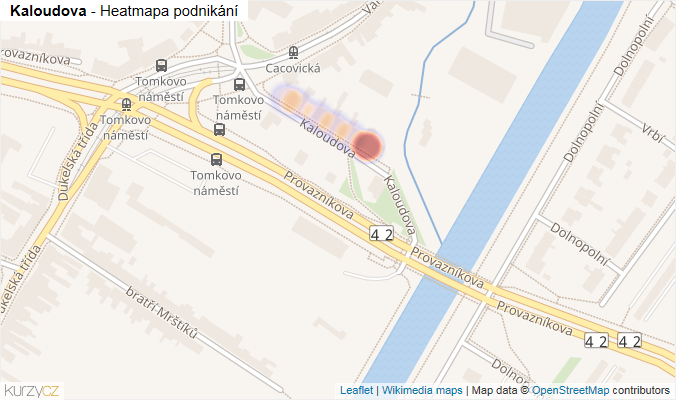 Mapa Kaloudova - Firmy v ulici.