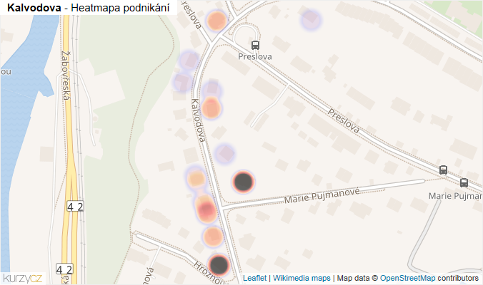 Mapa Kalvodova - Firmy v ulici.