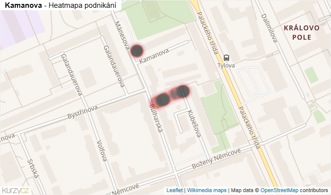 Mapa Kamanova - Firmy v ulici.