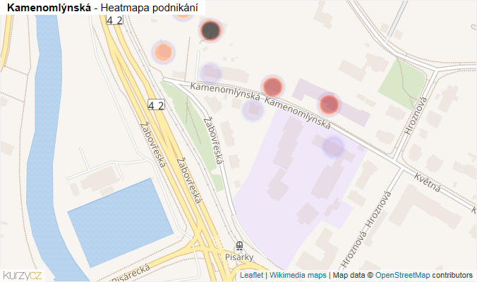 Mapa Kamenomlýnská - Firmy v ulici.