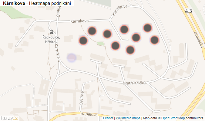 Mapa Kárníkova - Firmy v ulici.