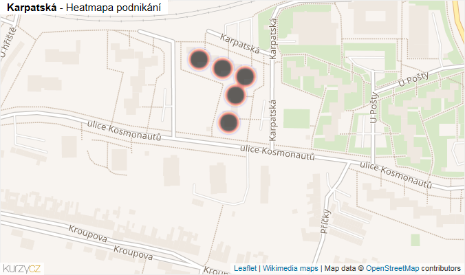Mapa Karpatská - Firmy v ulici.