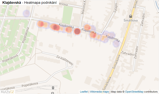 Mapa Klajdovská - Firmy v ulici.