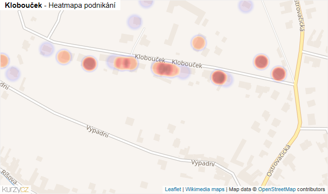 Mapa Klobouček - Firmy v ulici.
