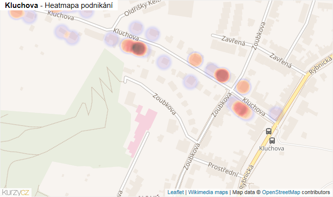 Mapa Kluchova - Firmy v ulici.