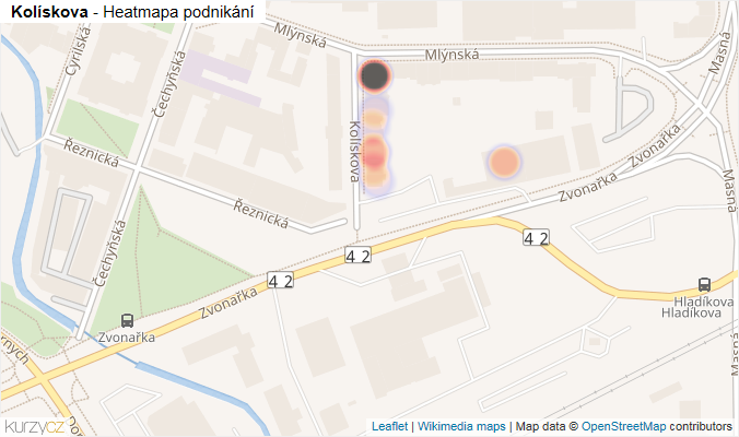 Mapa Kolískova - Firmy v ulici.